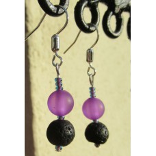 Lava and Glass Earrings, Scented - Black, Purple