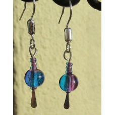 Two-Tone Glass Earrings - Purple, Blue
