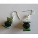 Glass and Shell Earrings - Black, Green
