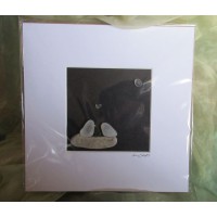 Seaglass Picture, 9x9in - Bird Family by Moonlight
