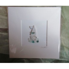 Seaglass Picture, 9x9in - Sailboat