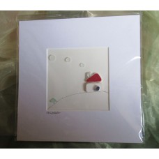 Seaglass Picture, 9x9in - Red-Roofed House