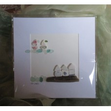 Seaglass Picture, 9x9in - Boats and Pier